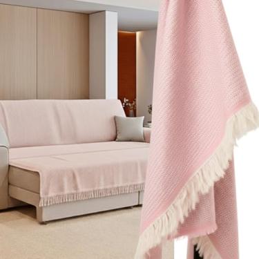 Imagem de Manta Sofá Super King Gigante 4,00 X 1,80m Decorativa E Capa Protetora Algodão Artesanal manta para sofá 3 lugares Cores (Rosa bebê,1,50x1,80m)