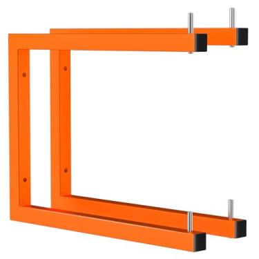 Imagem de Asxevn Pacote com 2 prateleiras de armazenamento de madeira | Armazenamento de madeira montado na parede | Rack de madeira resistente de 6 camadas | Organizador de madeira de metal para garagem com