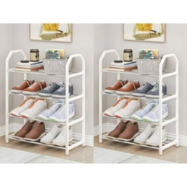 Imagem de Sapateira 4/5 Andares Organizador de Sapatos Tênis 8/10 Pares Desmontável Multiuso para Sapatos, Livros e Brinquedos(BRANCO 4 ANDARES 2PCS)
