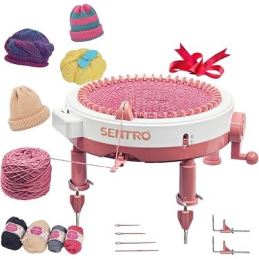 Imagem de SENTRO Máquina de tricô atualizada, 48 agulhas, suporte resistente e braçadeira de mesa para estabilidade, tear de tecelagem, crochê, tear de tricô, kit de máquina de tear de tricô, faça você mesmo