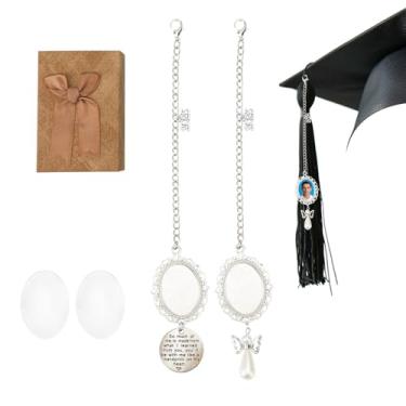 Imagem de 2 peças de enfeite de formatura 2025, 2 estilos de boné de formatura antigo com foto memorial charmoso boné de formatura criativo charme boné de formatura borla personalizado decoração de boné de