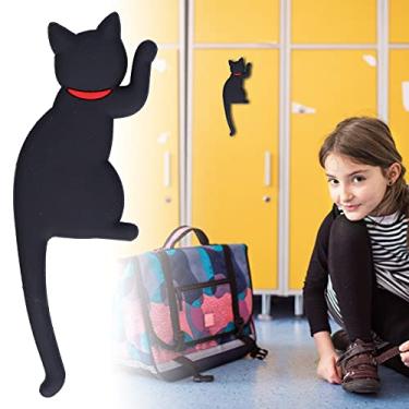 Imagem de Imãs de Geladeira em Forma Gato Bonito com Adesivos e Gancho Silicone Flexível Decorativo para Cozinha Quarto Estudo Escritório Quadro Branco Armário