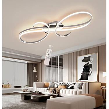 Imagem de Luminária de teto LED moderna e dimerizável para sala de estar com controle remoto, design criativo em alumínio para iluminação de interiores, lustre de embutir para quarto, sala de estar e
