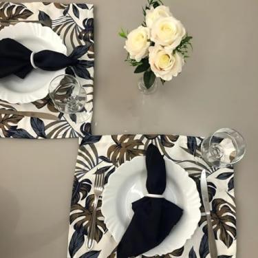 Imagem de Jogo Americano 6 Peças Mesa Posta Café da Manhã Jantar Guardanapo Porta-Guardanapo Elegante (JA022)