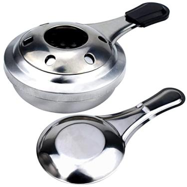Imagem de ZJchao Mini Fogão a álcool, Estrutura Ajustável de Aço Inoxidável Com Alça Anti-escaldante para Acampamento Ao Ar Livre, Caminhadas, Fondue Hotpot (aço inoxidável)