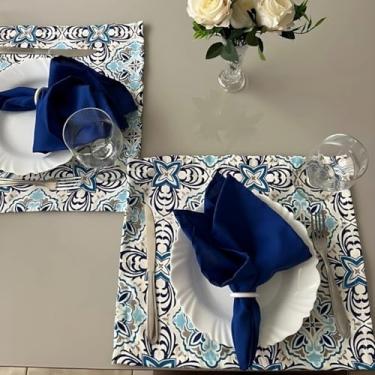 Imagem de Jogo Americano 6 Peças Mesa Posta Café da Manhã Jantar Guardanapo Porta-Guardanapo Elegante (JA009)