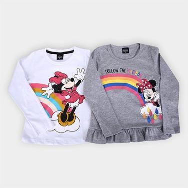 Imagem de Kit Blusa Infantil Disney Minnie Mouse Manga Longa 2 Peças Menina-Feminino