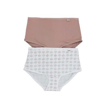 Imagem de Kit/2 Calcinha DelRio 50027 Feminina Cintura Alta Microfibra T. P/EG, 
