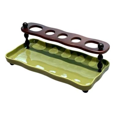 Imagem de Baoblaze Porta-escovas de dentes para banheiro, organizador de, organizador de pasta de dente com 5 compartimentos para cozinha, Bandeja Verde