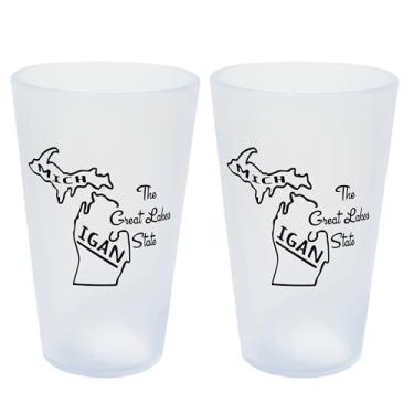 Imagem de Silipint: Copos State Pint 473 g: Pacote com 2 - Michigan - Copos de silicone para gelo, inquebráveis, bebidas quentes e frias, seguro para máquina de lavar louça-micro-ondas e forno
