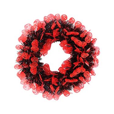 Imagem de Coroa para Porta da Frente de Halloween Guirlanda Abóbora Artificial Parede Festa Férias Decoração Casa Assombrada Ornamentos Festivos Internos