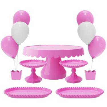 Imagem de Kit com 1 Boleira Plus, 2 Mini Boleira Pérola, 2 Bandeja Pérola e 2 Suporte p/Balões c/ 3 Hastes(RS - ROSA CLARO)