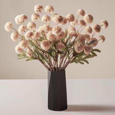 Imagem de InnoGear Flores artificiais de seda para mães de pompom, 10 peças, 50 cabeças, mini crisântemos falsos com hastes longas, flor kiku falsa para decoração de memorial, buquês de casamento, centros de