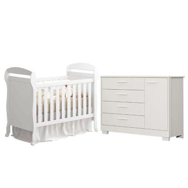 Imagem de Berço Americano Danny E Cômoda Infantil Zaki Branco Acetinado - Reller