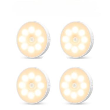 Imagem de Luminária de Noite USB Recarregável - Sensor de Movimento LED, Duas Cores Luz Quente/Fria, Ideal para Quarto, Corredor, Banheiro e Ambientes Escuros (Kit 4-Duas cores luz)