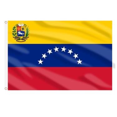 Imagem de AhfuLife Bandeira da Venezuela, 2 peças, bandeiras venezuelanas grandes de 8 estrelas para o exterior - Lado duplo com ilhós de latão para decorações de festa olímpica, bar, jardim, decoração de rua