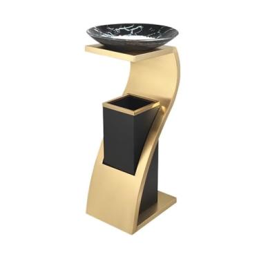 Imagem de KEG801302 Fora do hotel com cinzeiro caixote de lixo em pé de aço inoxidável comercial coluna de cinzas receptáculo de ponta de cigarro (ouro)