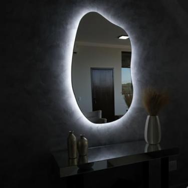 Imagem de Espelho Orgânico Dunna Led Frio De Parede Quarto E Sala Decorativo Corpo Inteiro Pinterest Demoglass (Led Frio - A 90 x L 50)