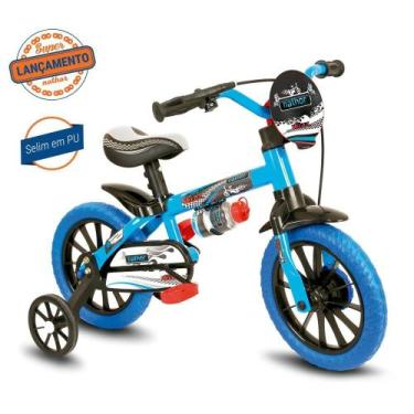 Imagem de Bicicleta Infantil Aro 12 Veloz PU - Nathor, 12", Azul e Preto