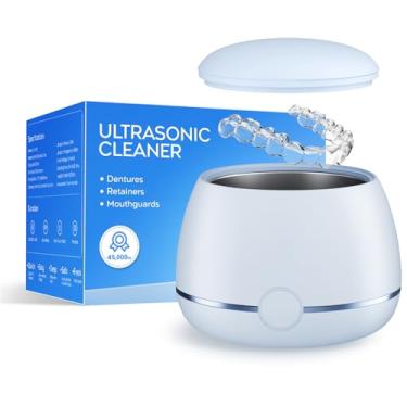 Imagem de Máquina de limpeza de retentor ultrassônico dental: Nicwell cápsula de limpeza dental de 200 ml para dentadura, protetor de boca, protetor noturno, cintos, bandeja, alinhador limpador de 45 kHz com