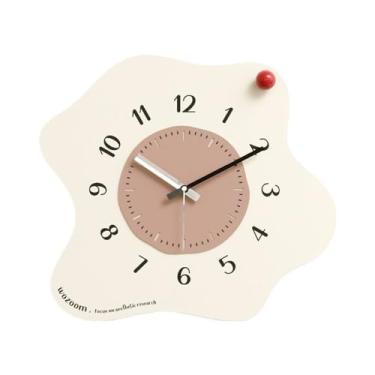Imagem de Cozinha 40,5 * 36 cm Relógio de parede silencioso e sem tique-taque moderno de madeira operado por bateria cozinha quarto sala de estar banheiro decoração decorativa (bege)