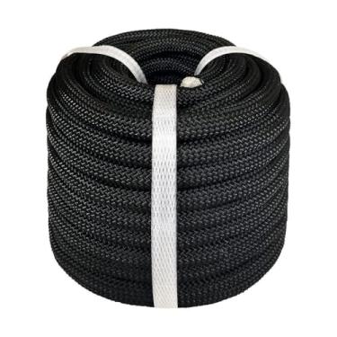 Imagem de Corda de poliéster resistente 1/5.1 cm x 60 m - Cordão de ancoragem de cama dupla para trabalho na árvore, acampamento, vela, ancoragem e balanço - Corda de escalada durável ao ar livre