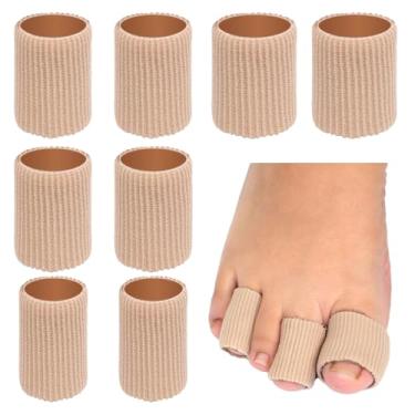 Imagem de 8 peças de tubos de bico de sapato, almofadas de tubo de almofada para dedos, protetores macios para joanetes, calos, bolhas, calos, cor da pele (3 tamanhos)
