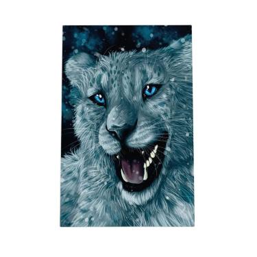 Imagem de Tigre Branco Olhos Azuis Desenho Arte Quadro Canvas 60X40Cm