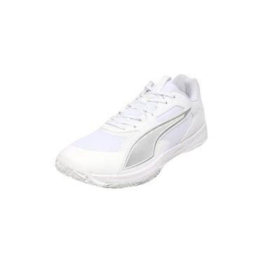 Imagem de PUMA Tênis unissex para quadra de futebol, Puma Branco PUMA Prata, 36/37 BR