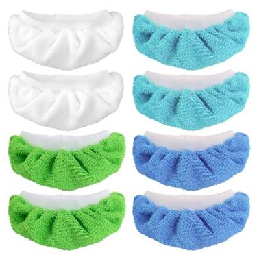 Imagem de 8 peças de almofadas de esfregão a vapor para limpador a vapor portátil, acessórios de substituição de capa de pano de microfibra para acessórios Bissell Steam Shot Dupray PurSteam Comforday, lavável