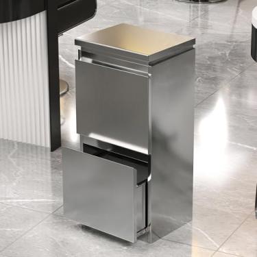 Imagem de Armário de armazenamento de salão de barbeiro de aço inoxidável - estação de estilo de 3 gavetas para cabeleireiros, spa de beleza e organização de ferramentas de tatuagem, armazenamento de