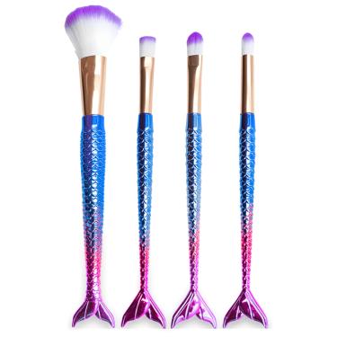 Imagem de Kit 4 Pincéis Para Maquiagem Sereia macio Pó Blush Contorno