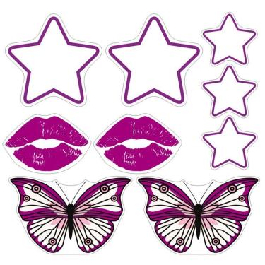 Imagem de Mini Kit Adesivo Para Capacete Estrela Lilas