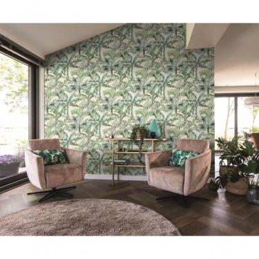 Imagem de Papel De Parede Barbara Home Folhagem Verde E Bege 485240