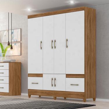 Imagem de Guarda Roupa 6 Portas 2 Gavetas 165x204cm Ms912 Moval Naturale Branco