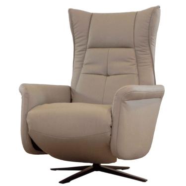 Imagem de Poltrona Reclinável Eleve Domann Design Couro Natural e PU Cinza Motorizada com Base de Metal