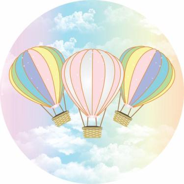 Imagem de Painel de Lona Redondo Balões Arco Íris Candy - Fabrika De festa, 140x