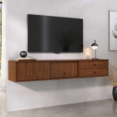 Imagem de Rack Flutuante 175 cm TV 75 Madeira 2 Portas 2 Gavetas  Castanho Simona
