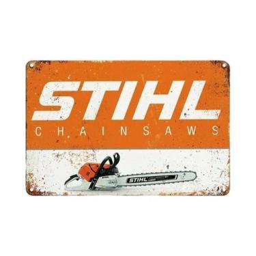 Imagem de Placa De Metal Retrô Vintage Da Marca Stihl Para Decoração De Parede E