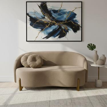 Imagem de Sofá Orgânico 2 Lugares C/2 Almofadas Curvo Sala Recepção Amsterdã Suede Cappuccino - M...