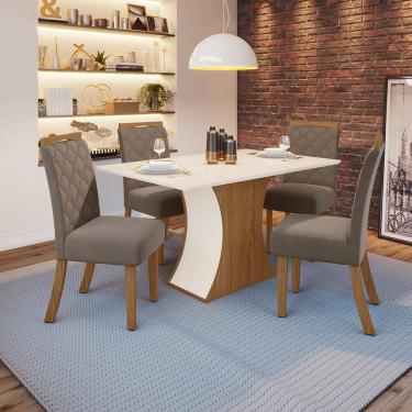 Imagem de Conjunto Sala de Jantar Tampo MDF Canto Reto 120 Cm 4 Cadeiras Arian Casa 812