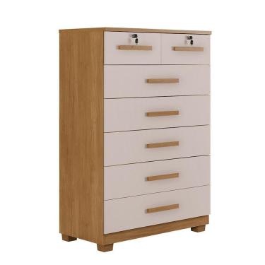 Imagem de Cômoda Com Chave 7 Gavetas New Barcelona Cinamomo Off White