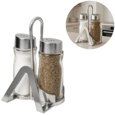 Imagem de Galheteiro Porta Azeite Sal 2 Pçs e Suporte P/ Guardanapo - Alianca