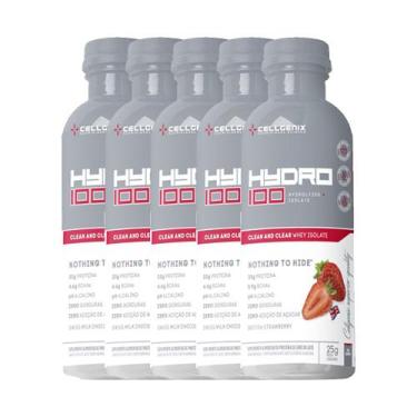 Imagem de Kit 5x Hydro 100 Whey Protein Isolado Dose única - Cellgenix, Morango