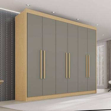 Imagem de Guarda Roupa Casal 6 Portas 6 Gavetas 100% Mdf Itália Plus Jequitibá/Granizo