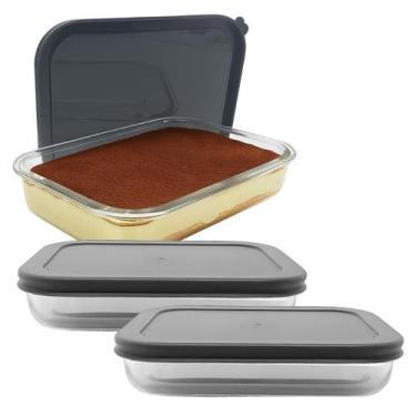 Imagem de Pote De Vidro Com Tampa Hermética Marmita Retangular 1500ml - CLICK HO