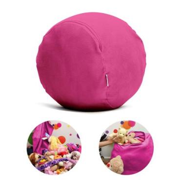 Imagem de Puff Organizador Infantil para Bichos de Pelúcia Rosa Escuro - Quartin