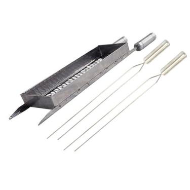 Imagem de Grelha Cesto + 2 Espetos Duplo Inox 50cm, Coração, 58cm P - INOX LAURI