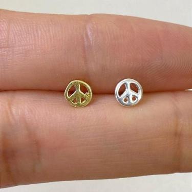 Imagem de Microbell reto prata 925 com topo peace and love, 6mm