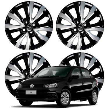 Imagem de Jogo Calota Aro 14 VW Gol G7 2017-2018 Cubo Alto Prata/ Preto - Grid C